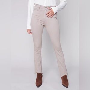 Charlie B Bootcut Pants Asymmetrical Hem NWT Size 16 – Almond